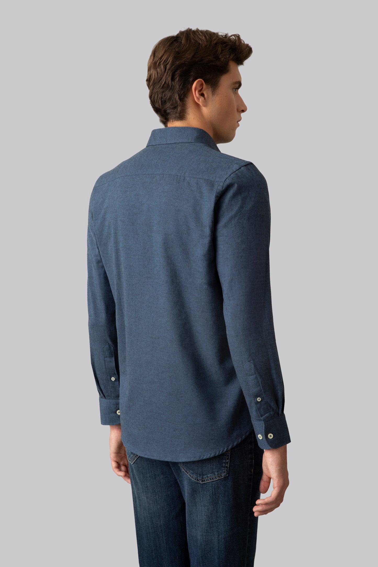 Camicia in flanella di cotone melange