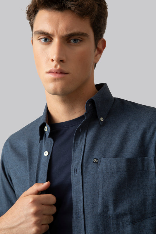 Camicia in flanella di cotone melange