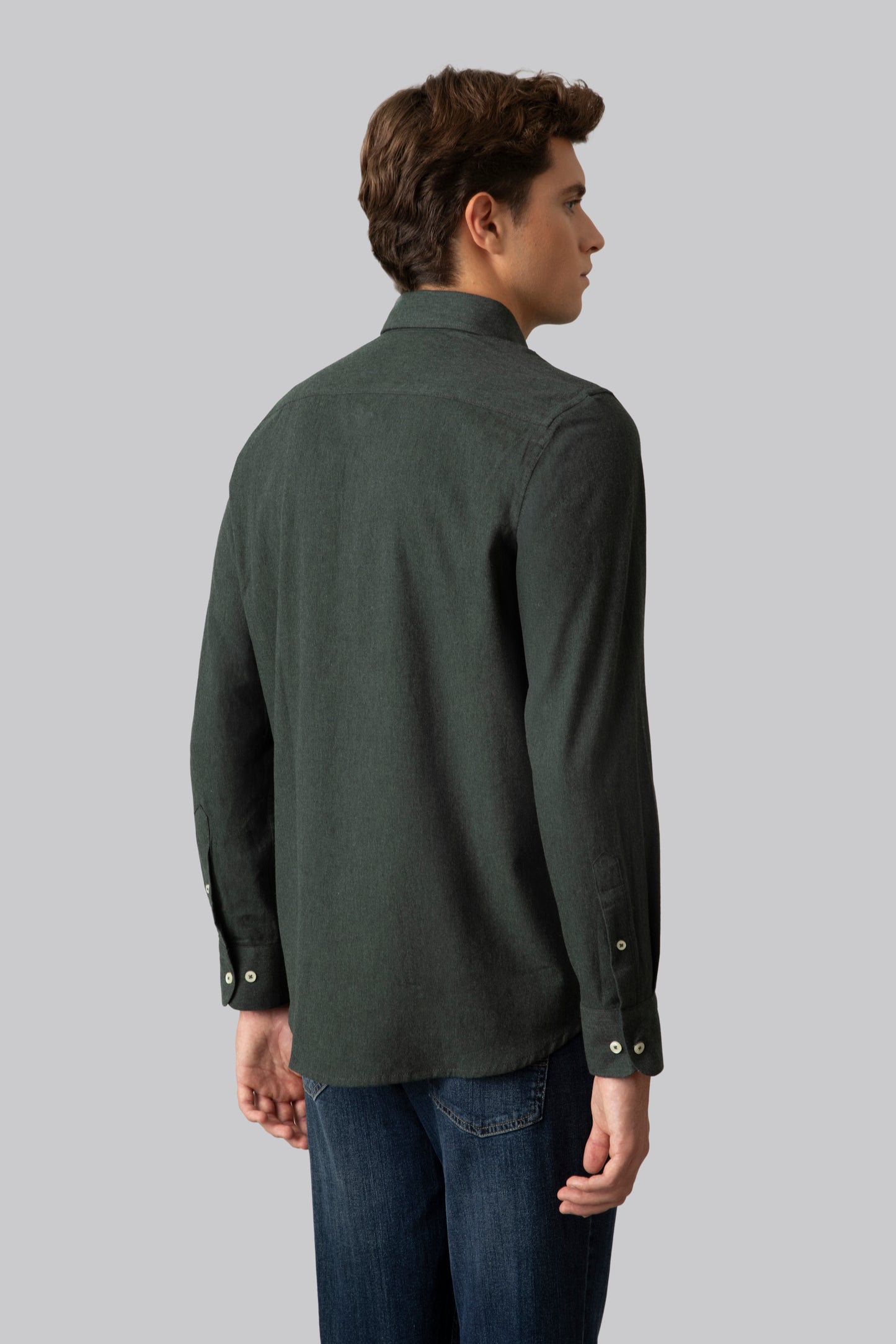 Camicia in flanella di cotone melange
