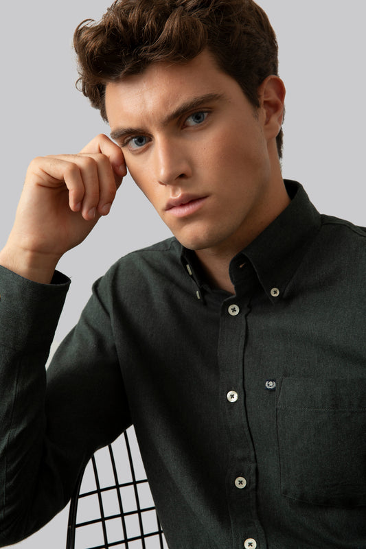 Camicia in flanella di cotone melange
