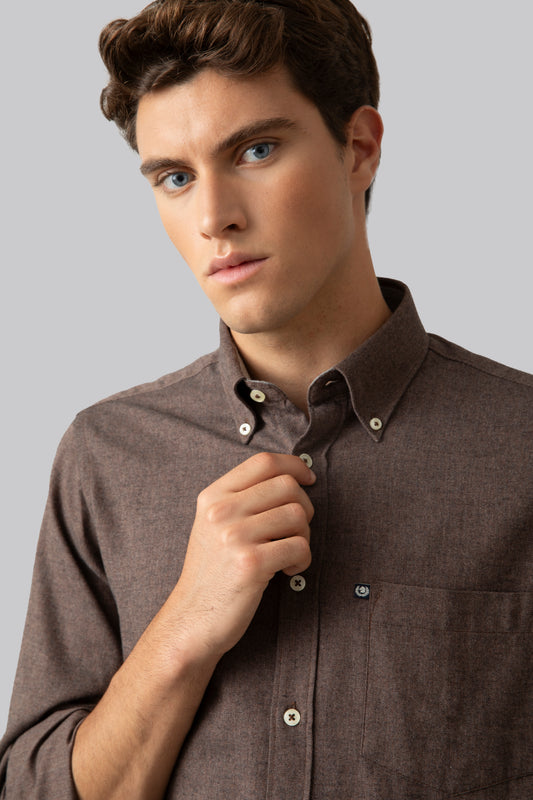 Camicia in flanella di cotone melange