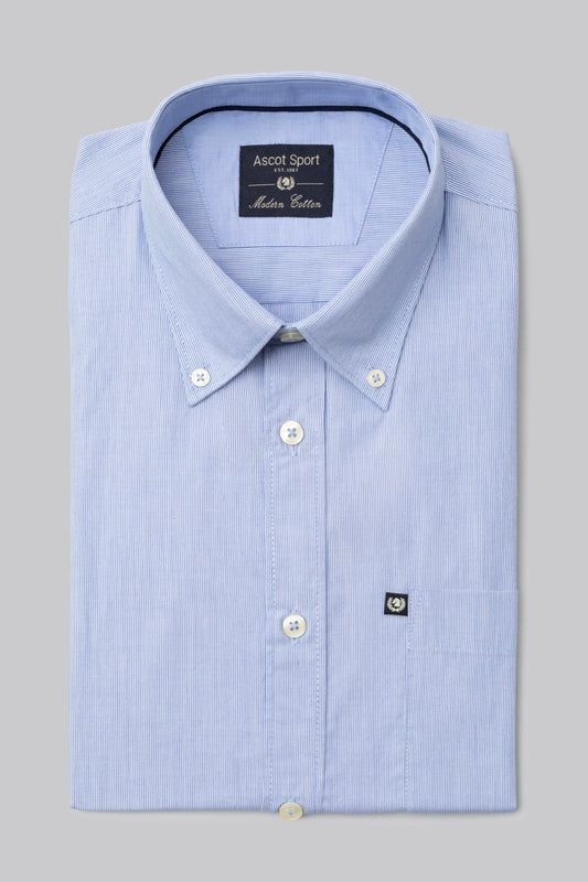 Camicia button down in fantasia micro riga 100% popeline di cotone