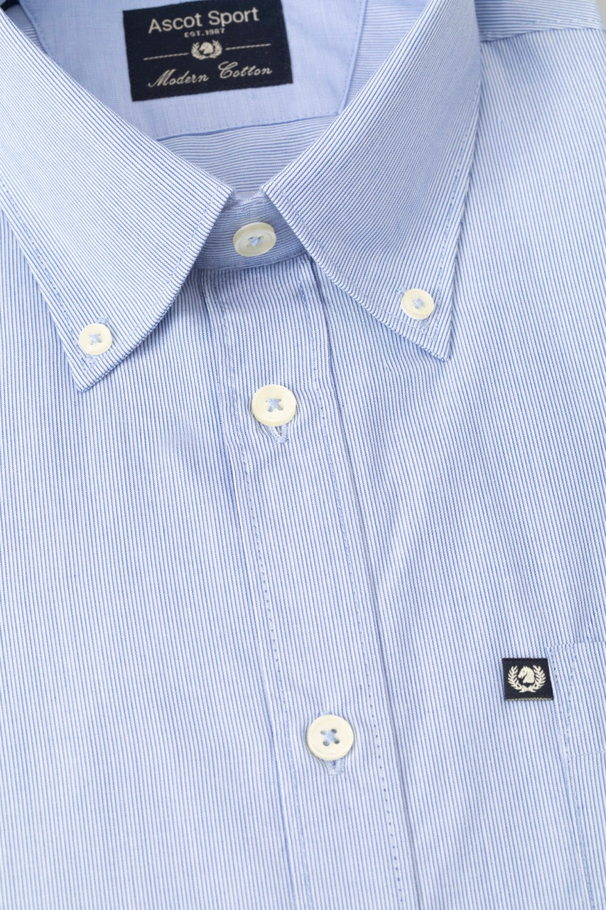 Camicia button down in fantasia micro riga 100% popeline di cotone