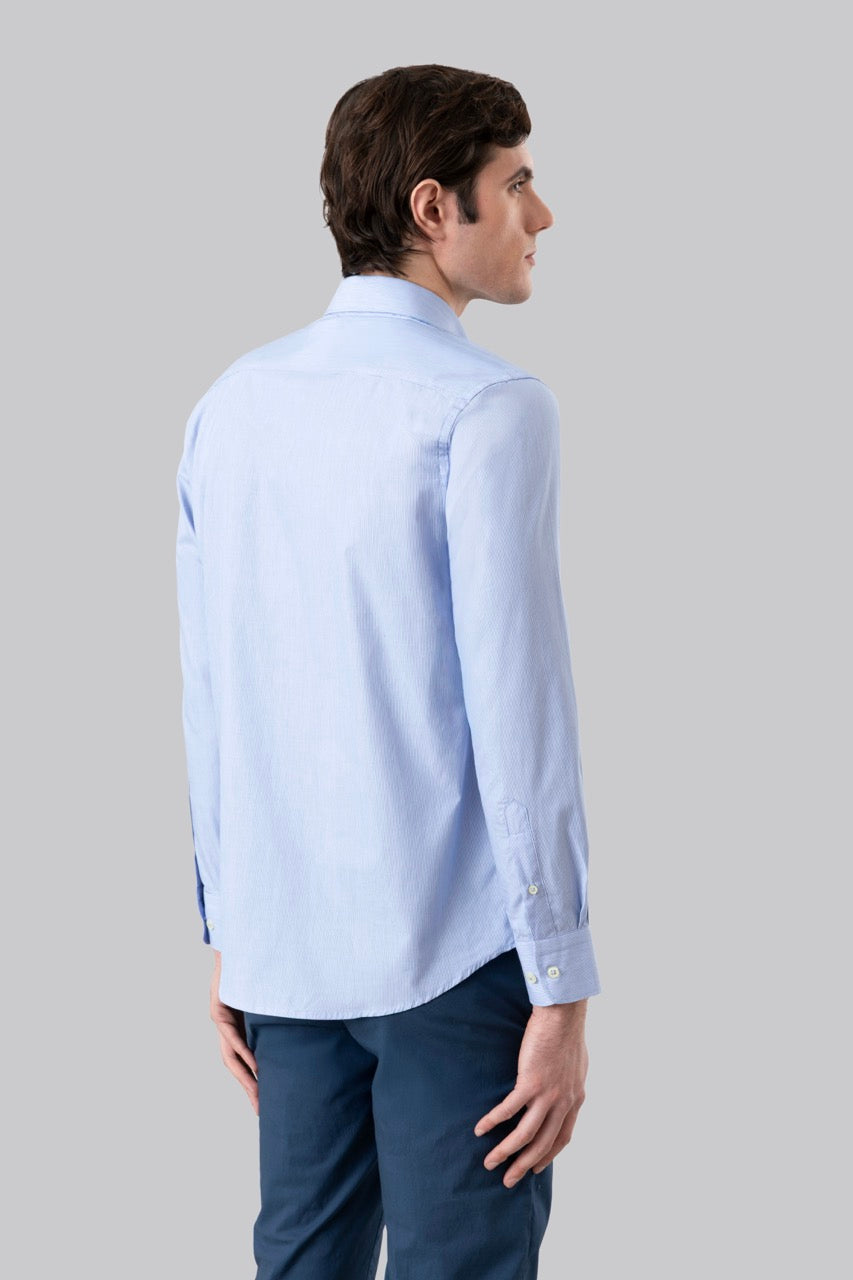 Camicia button down in fantasia micro riga 100% popeline di cotone