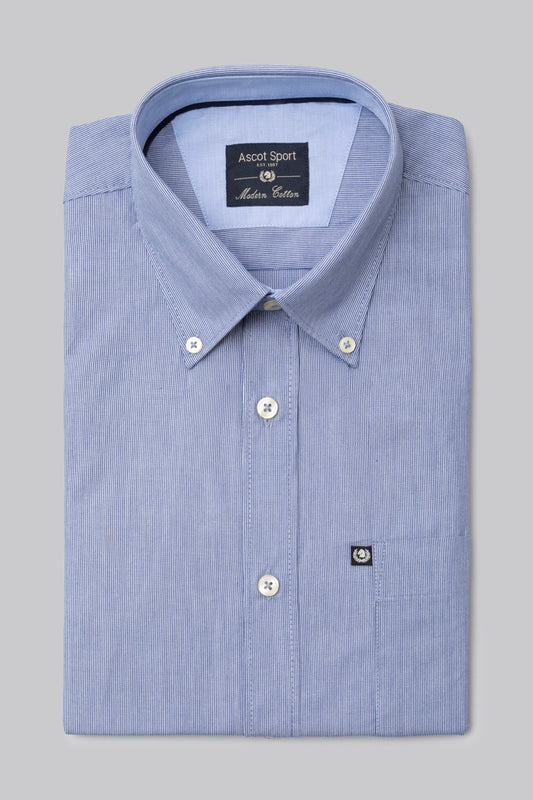 Camicia button down in fantasia micro riga 100% popeline di cotone