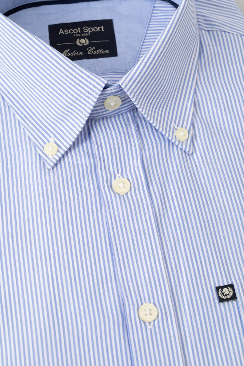 Camicia button down bastoncino in 100% popeline di cotone