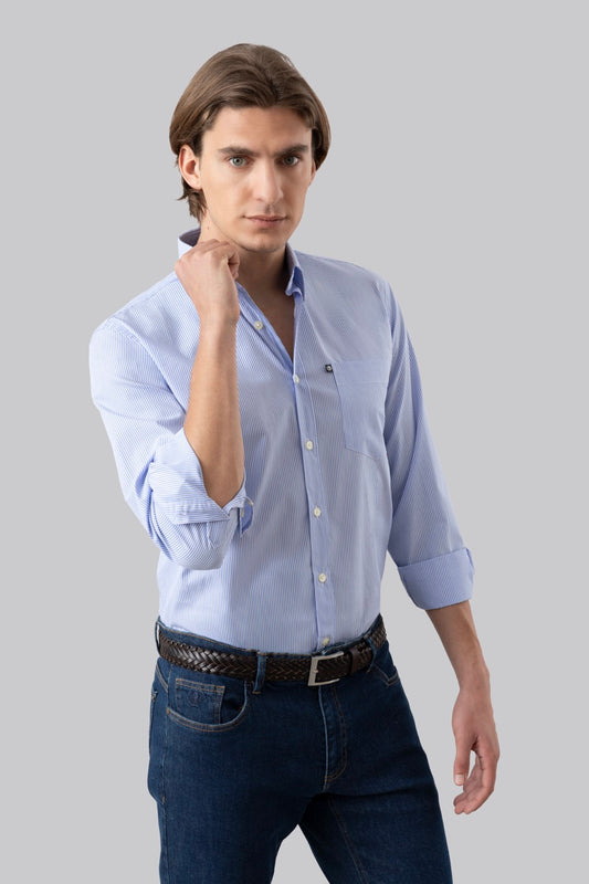 Camicia button down bastoncino in 100% popeline di cotone