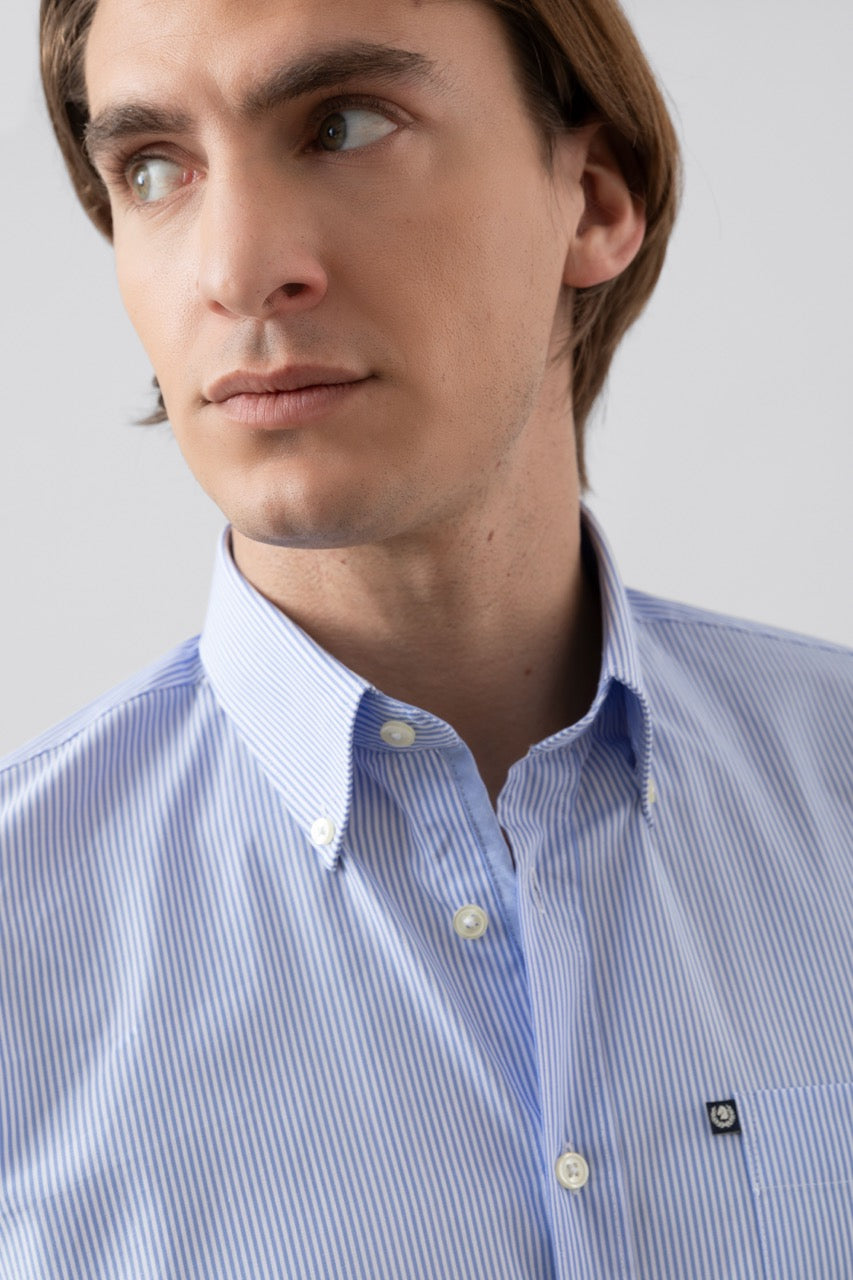 Camicia button down bastoncino in 100% popeline di cotone