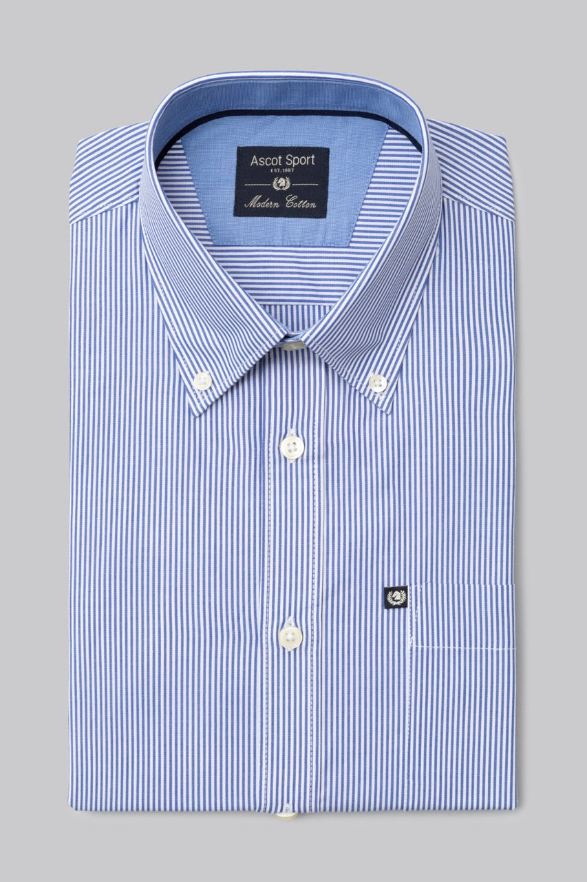 Camicia button down bastoncino in 100% popeline di cotone