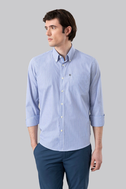 Camicia button down bastoncino in 100% popeline di cotone