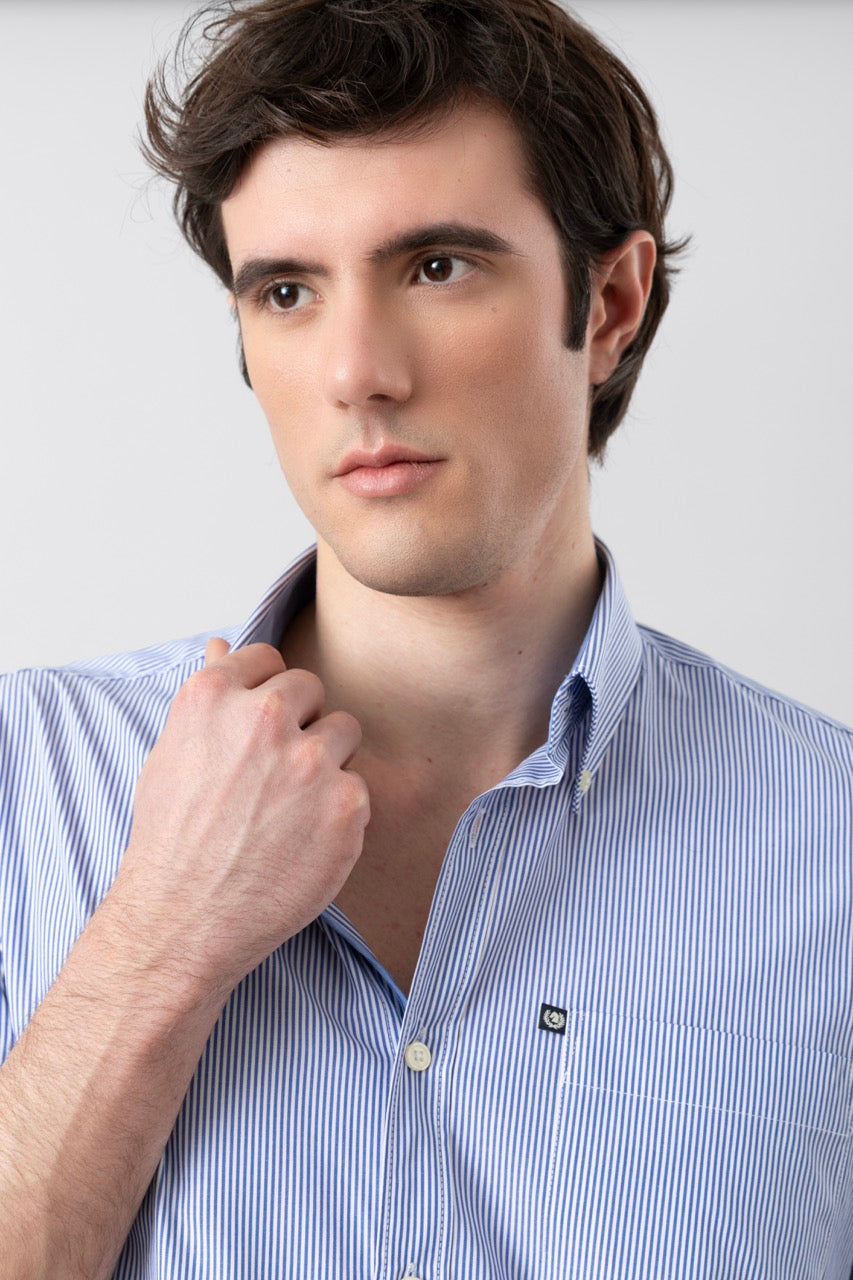 Camicia button down bastoncino in 100% popeline di cotone