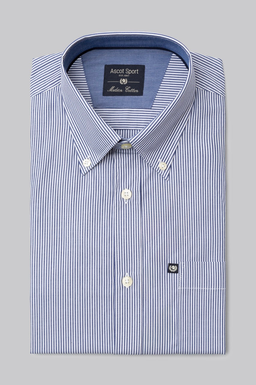 Camicia button down bastoncino in 100% popeline di cotone
