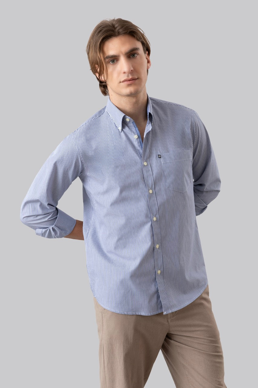 Camicia button down bastoncino in 100% popeline di cotone
