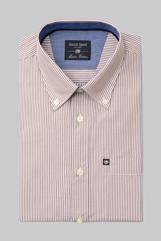 Camicia button down bastoncino in 100% popeline di cotone