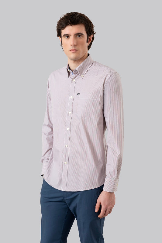Camicia button down bastoncino in 100% popeline di cotone