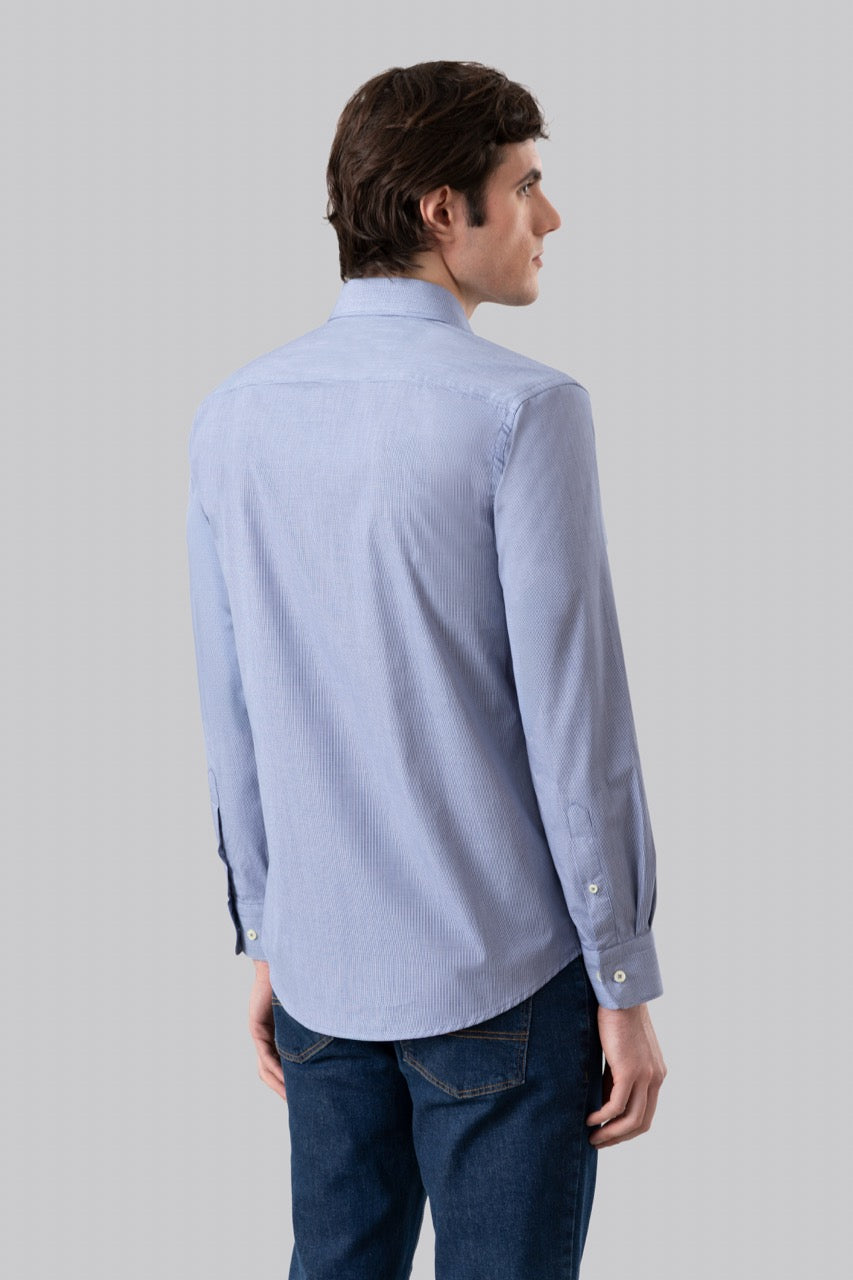 Camicia button down micro quadro in 100% popeline di cotone