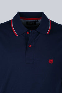 Polo blu scuro con profili a contrasto