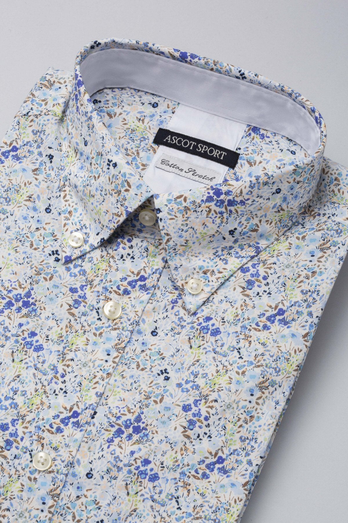 Floral print stretch poplin shirt