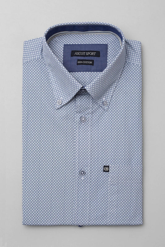 Camicia popeline cotone e stampa geometrica