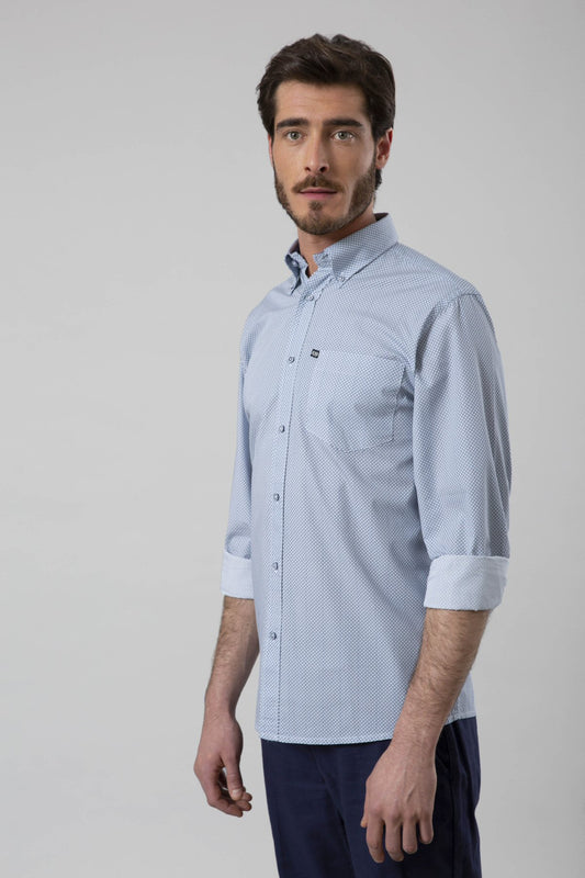 Camicia popeline cotone e stampa geometrica