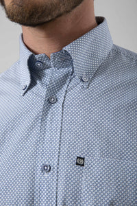 Camicia popeline cotone e stampa geometrica
