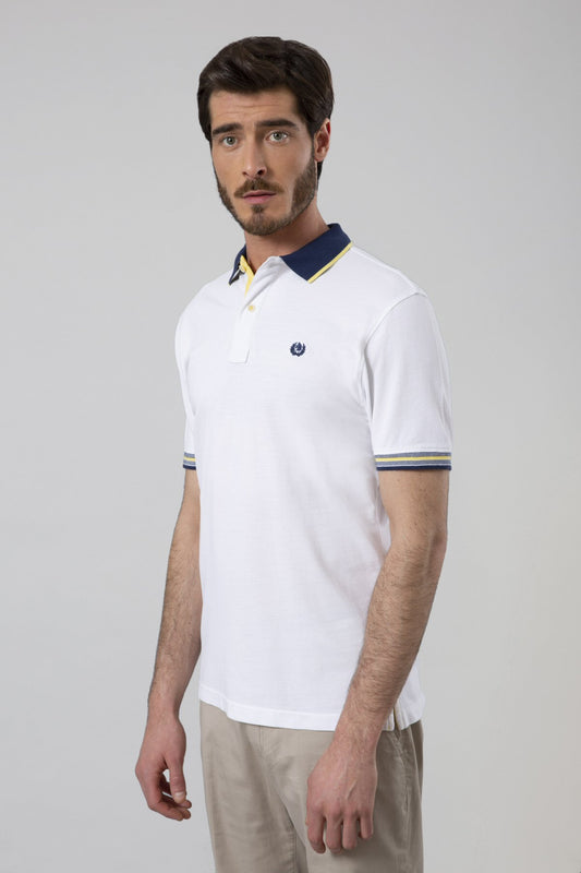 Polo in piquet con sottocollo rigato