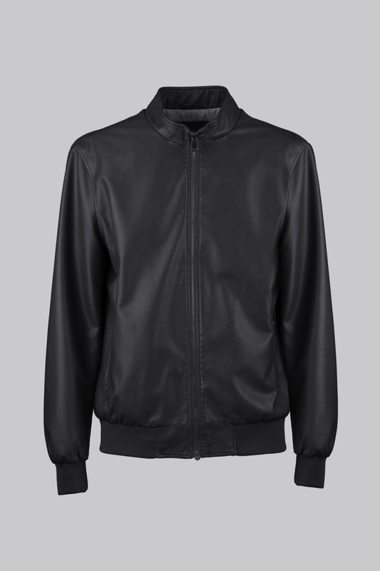 Faux leather biker