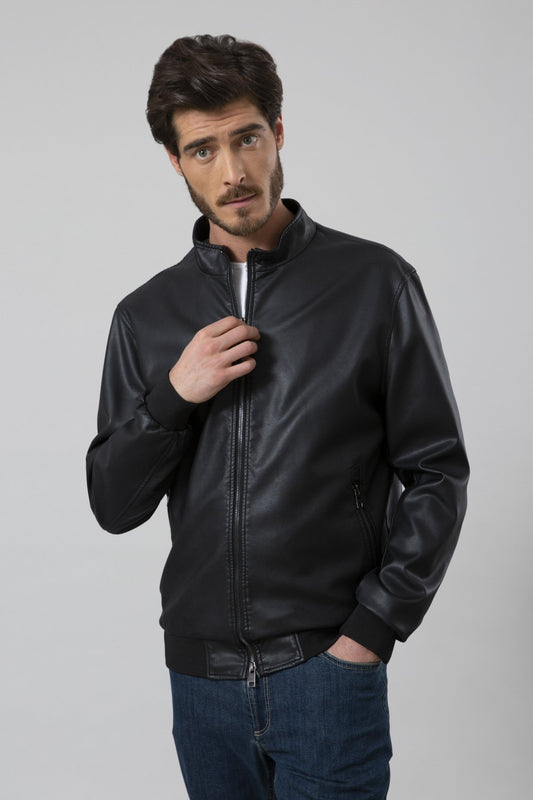 Faux leather biker