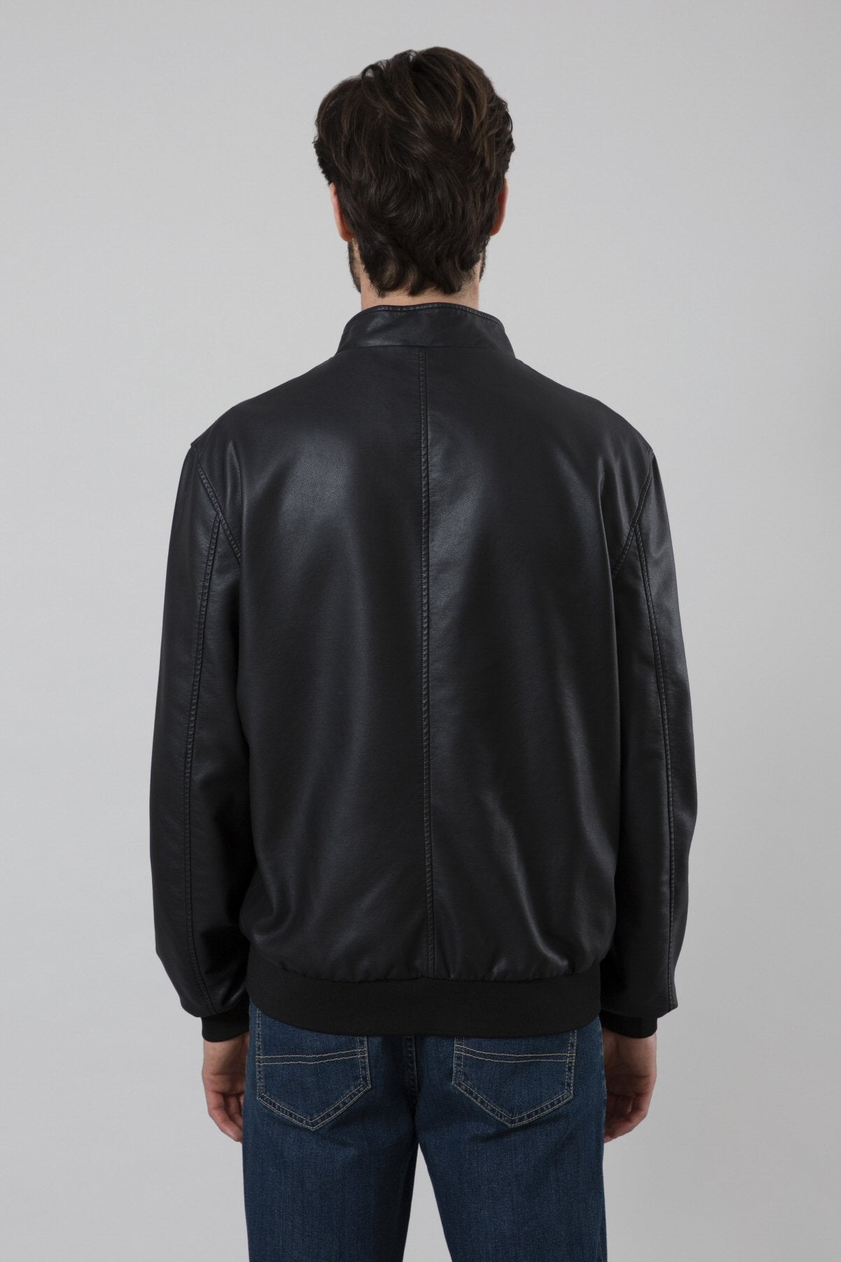 Faux leather biker