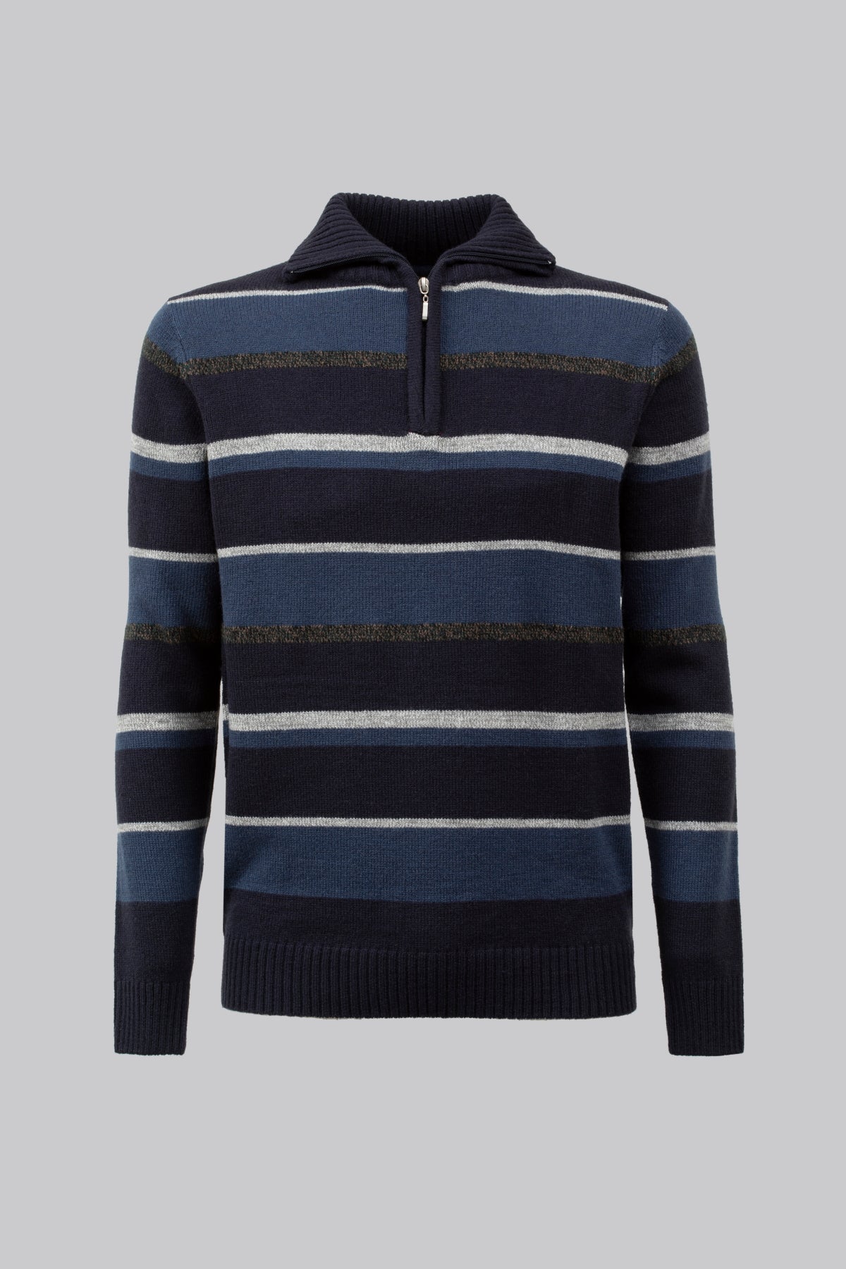 Pullover mezza zip rigato
