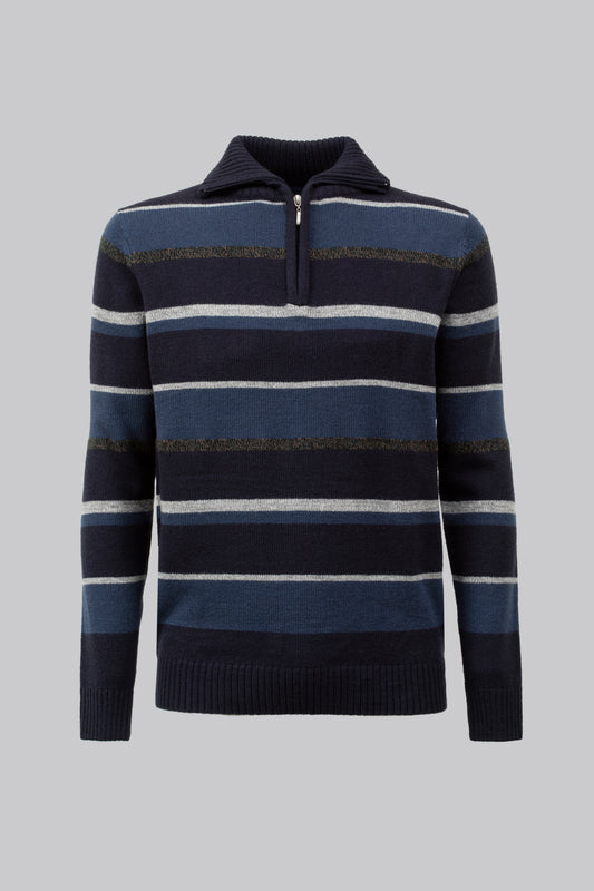 Pullover mezza zip rigato