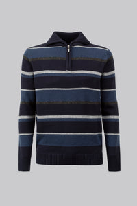 Pullover mezza zip rigato