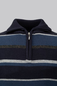 Pullover mezza zip rigato