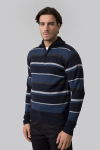Pullover mezza zip rigato