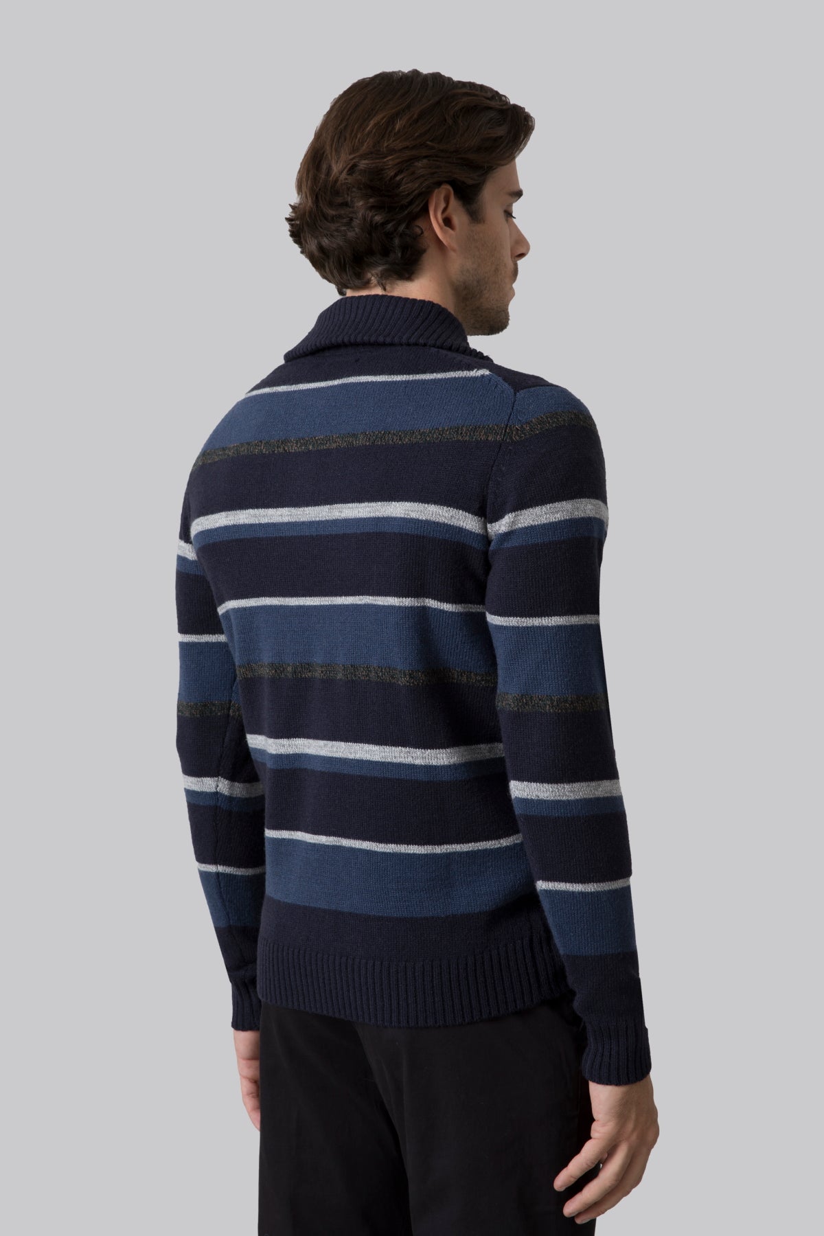 Pullover mezza zip rigato