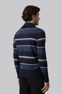Pullover mezza zip rigato