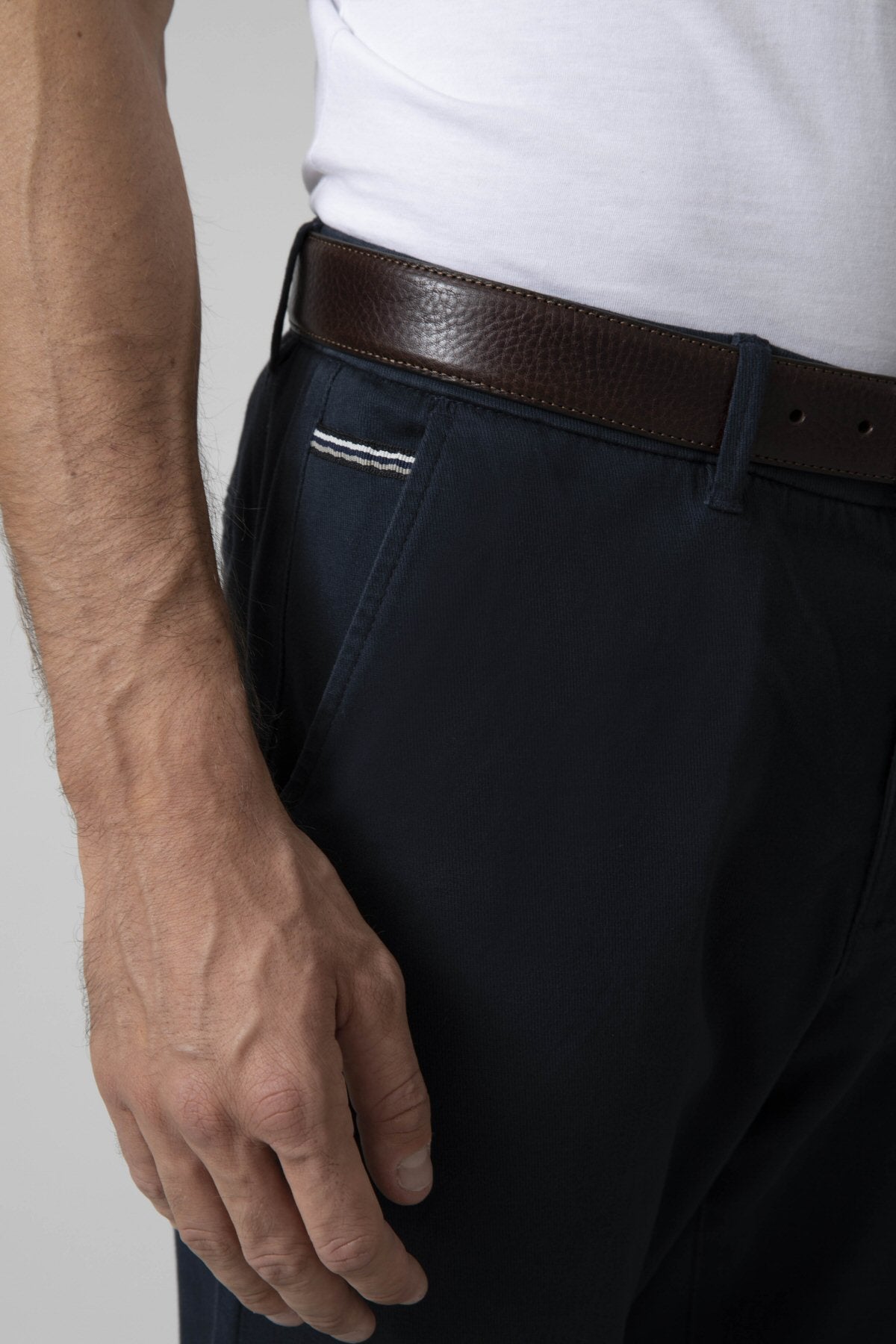 Diagonal cotton chino trousers