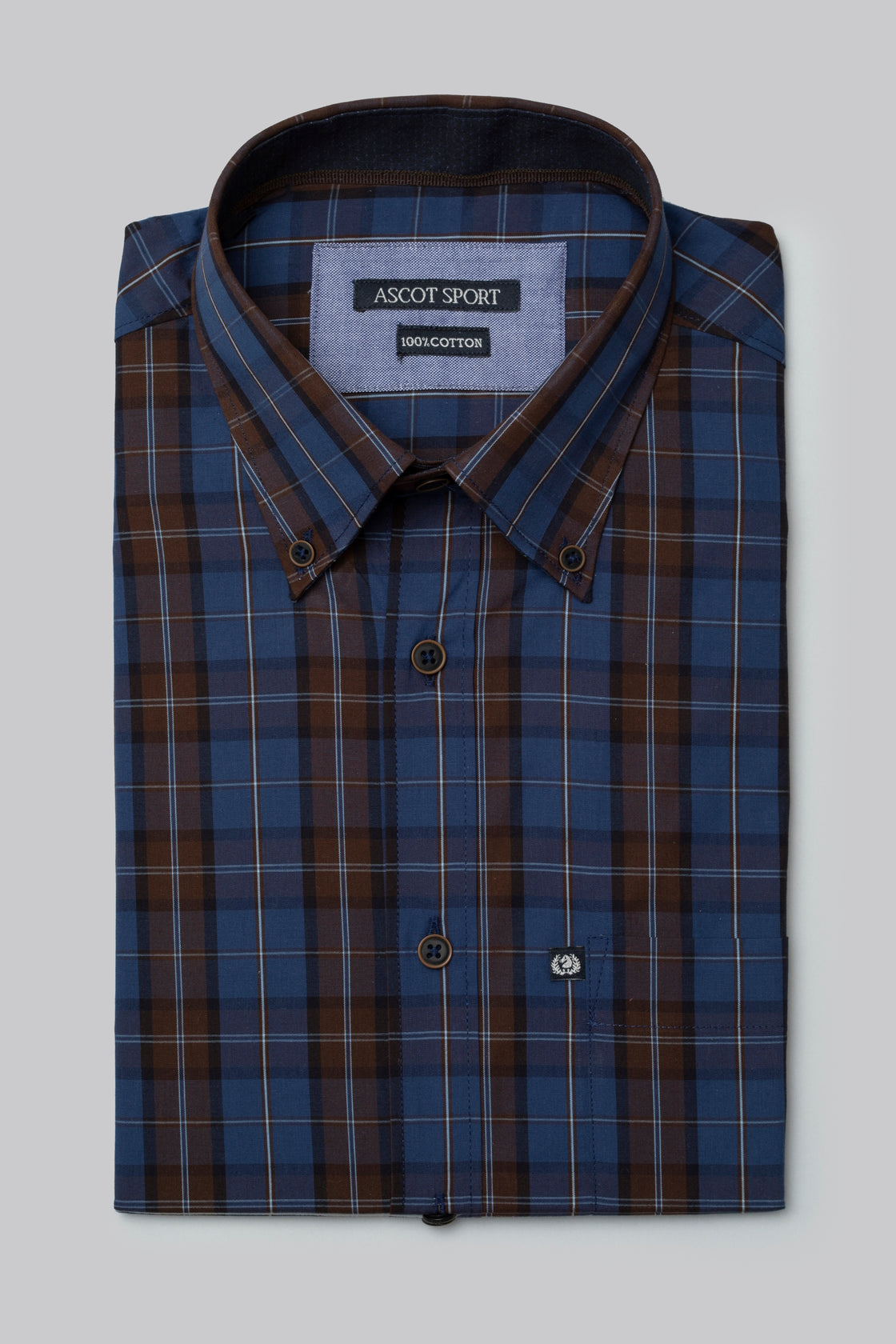 Camicia in popeline di cotone fantasia a quadri