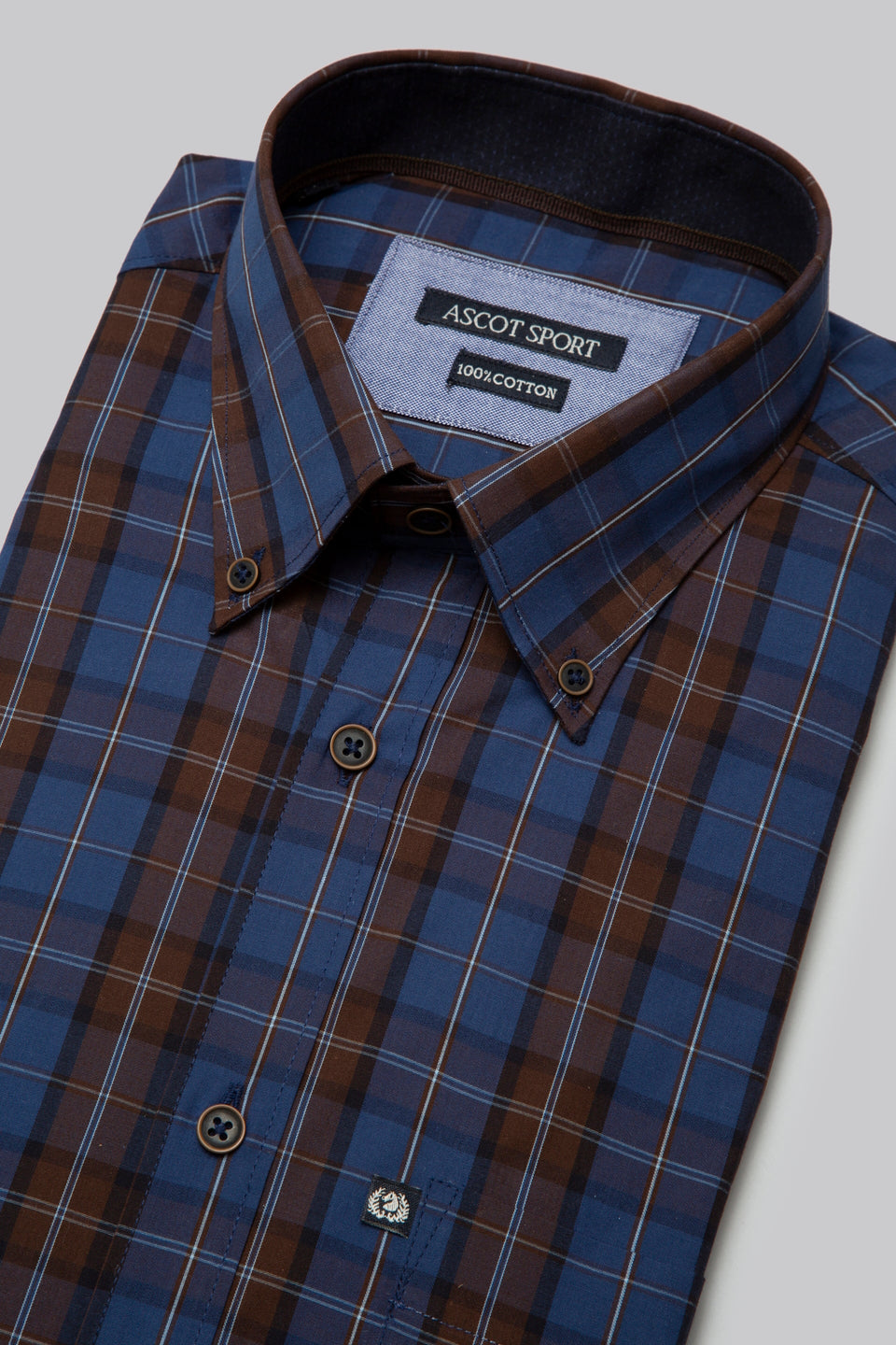 Camicia in popeline di cotone fantasia a quadri