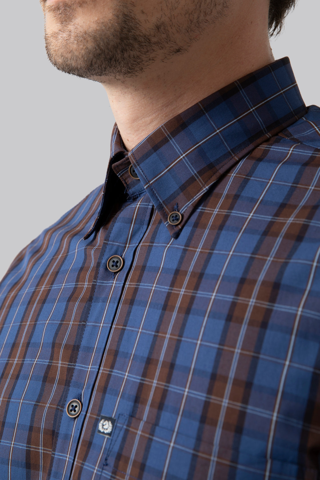 Camicia in popeline di cotone fantasia a quadri