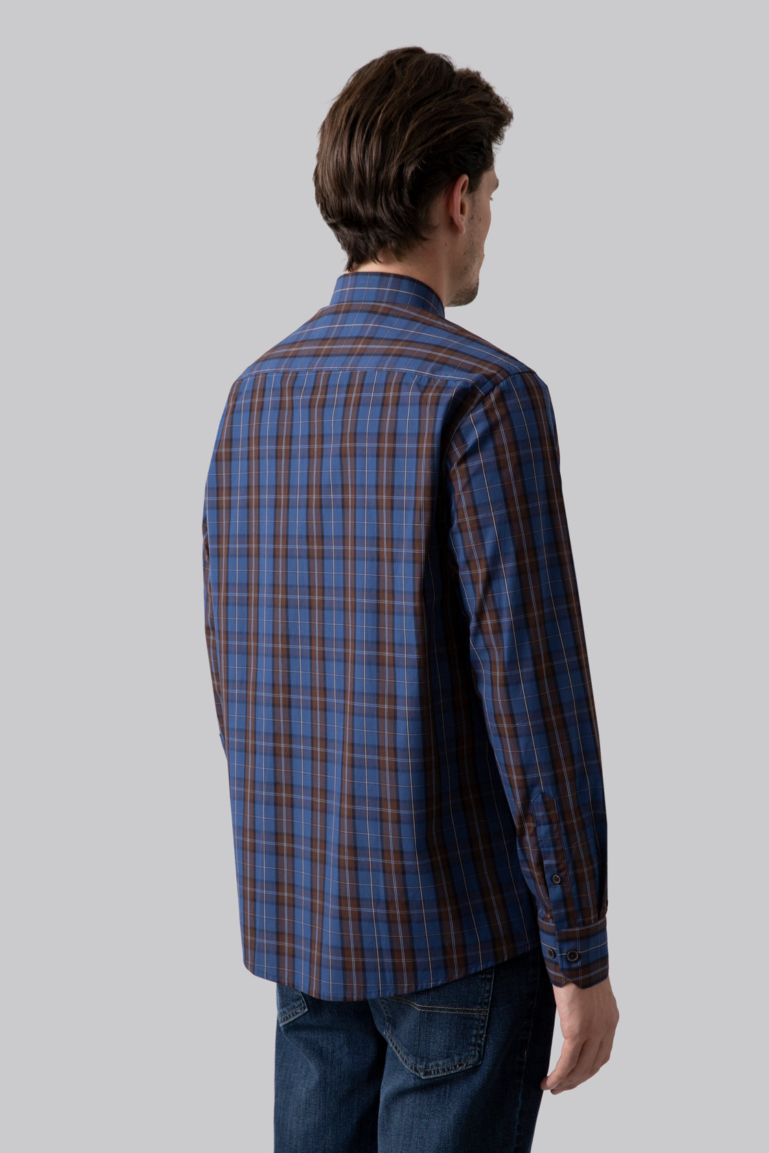 Camicia in popeline di cotone fantasia a quadri
