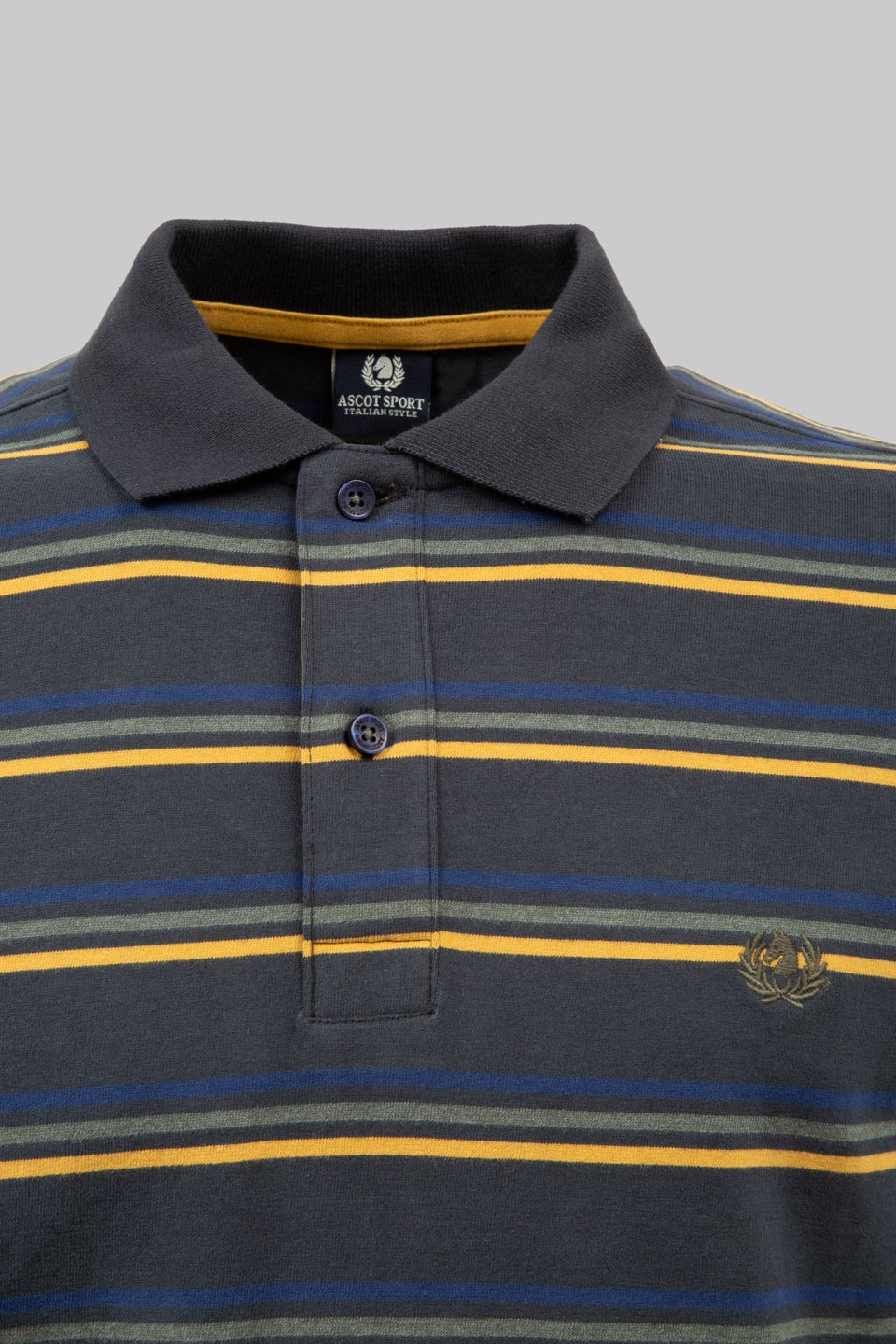 Long-sleeved striped polo shirt