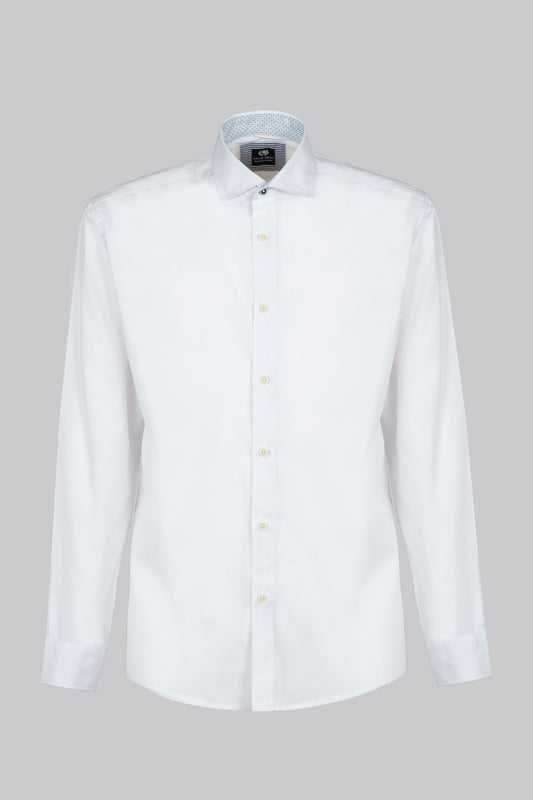 Camicia con bottoni a contrasto e stampa interno collo
