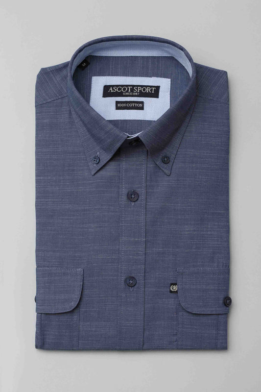 Camicia blu in cotone puro