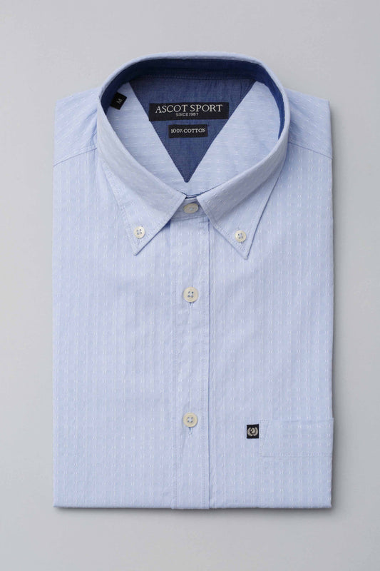 Camicia azzura con motivo jacquard