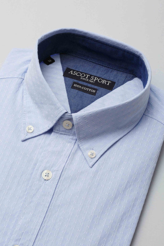 Camicia azzura con motivo jacquard