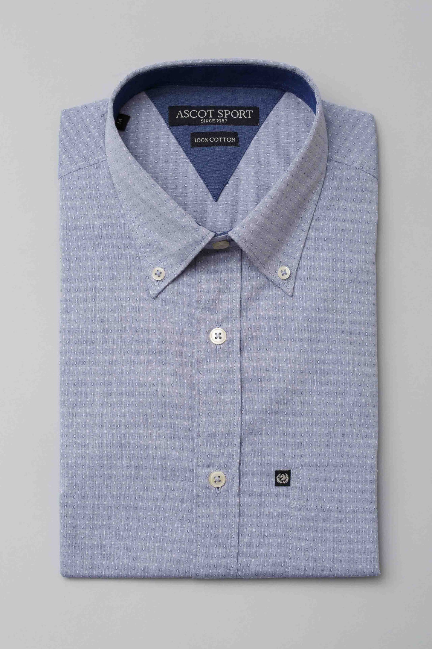 Blue shirt with geometric pattern
