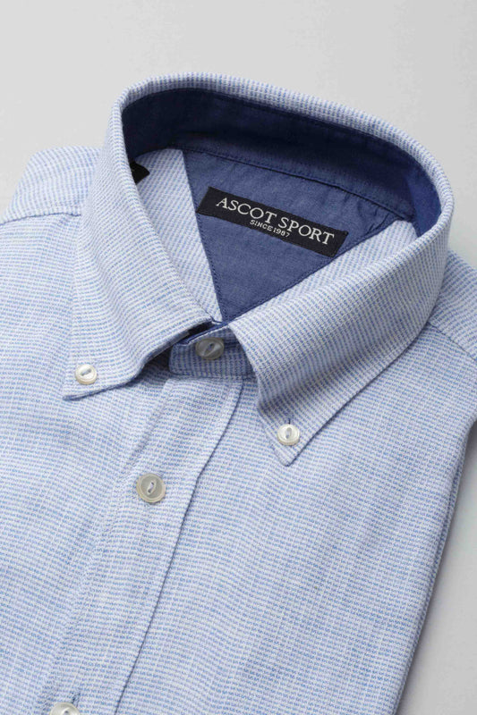 Camicia bianca e azzuro con motivo jacquard