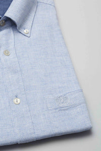 Camicia bianca e azzuro con motivo jacquard