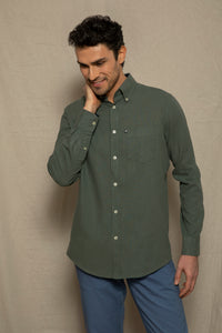 Camicia Button Down in misto lino cotone